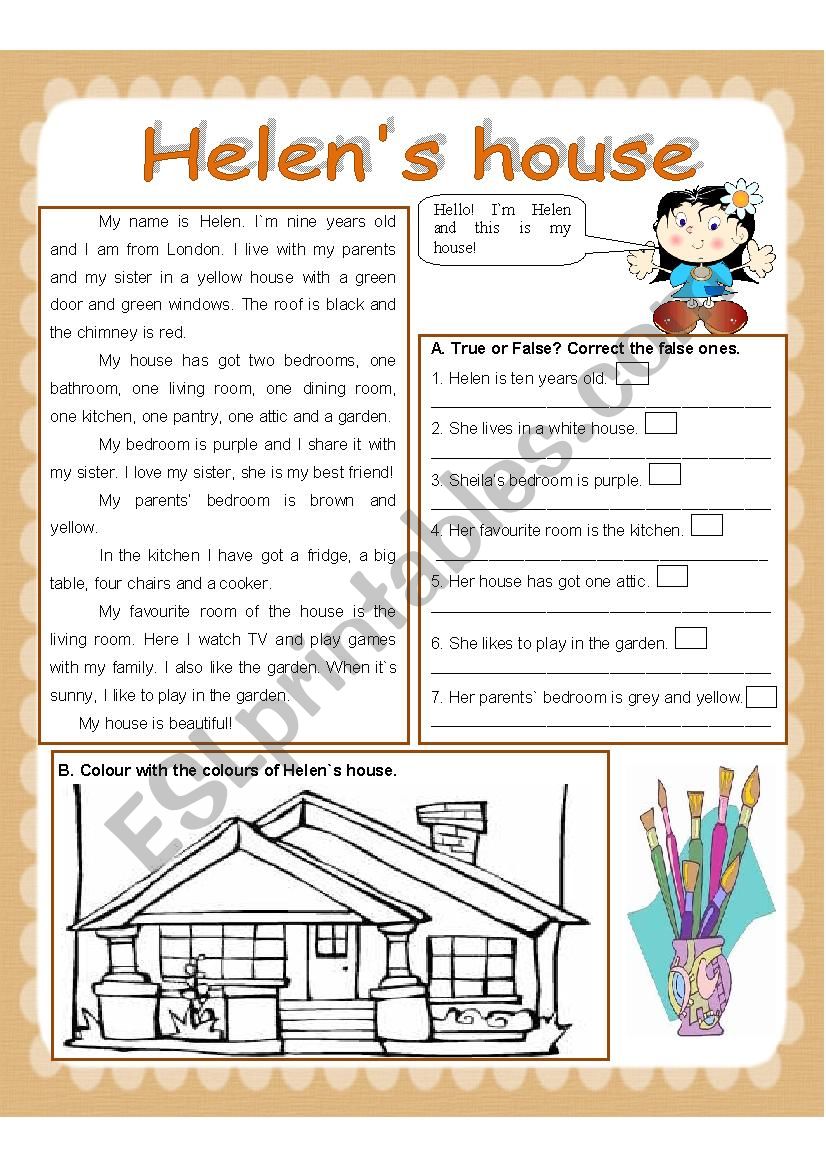 helen`s house worksheet